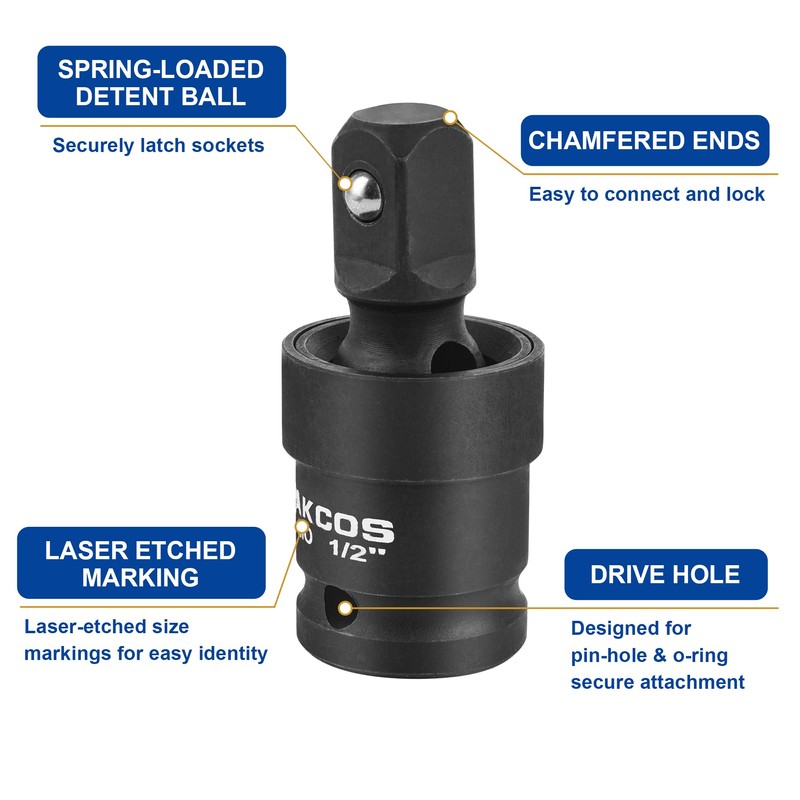 DAKCOS Impact Universal Joint Socket Set, 3 Piece Swivel Socket