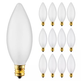 KOR 12 Pack Chandelier Torpedo Tip B10 Bulbs 120V 25W Candelabra E12 Frosted 2700K