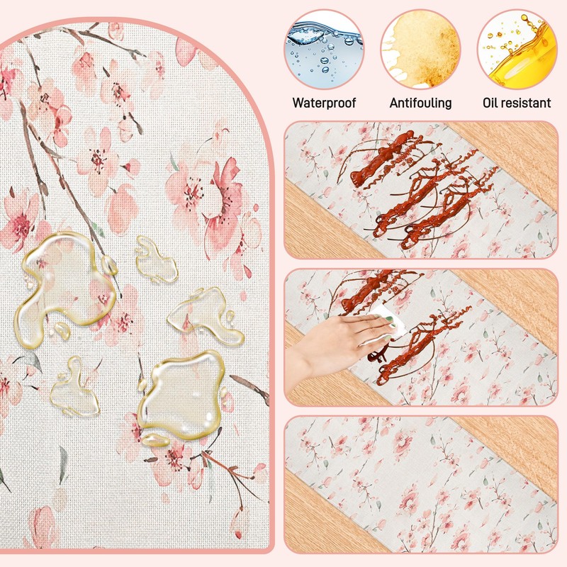 Hejo Cherry Blossom Pattern Table Runner,Reusable Table Runners for Dining
