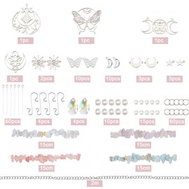 SUNNYCLUE 1 Box 4 Sets Butterfly Garden Suncatchers Crystals Rainbow Light Catchers Star Moon Sun Catchers Gemstome Beads Rainbow Maker Making Kit for Window Outdoor Hanging Ornament Home Deco Supply