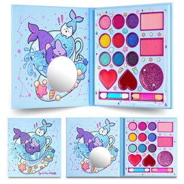 Aomig Children's Make-Up, 14 Colours, Children's Make-Up Set, Girls, Washable, Safe and Non-Toxic Make-Up Set, Suitable for Christmas, Birthday, Carnival Gifts for Children Over 4 Years (Blue)
