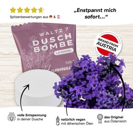 WALTZ 7 Lavender Shower Bombs Set, Bath Set with Natural Lavender Essential Oil, Aromatherapy Relaxation, Pampering Set for Women and Girls, Birthday Anniversary Gift, Pack of 6