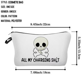 Livel lhood All My Charging Makeup Bag Cute Small Organizer Zipper Pouch Skull Cosmetic Bag Birthday Present for Women Friends, hzj0613, Small