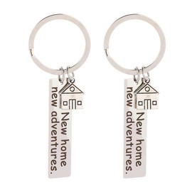 SOIMISS Key Ring New Home New Adventure 2024 First New House Key Ring Keychain Housewarming Gift for New Homeowner Wife Husband Lover Pack of 2, Silvery