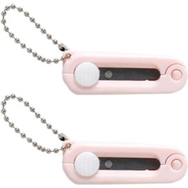 2Pcs Pink Keychain Scissors - Foldable Travel Scissors with Telescopic Design | Safe Mini Cutter for Crafting, Scrapbooking and Cutting Tools,Portable Sewing Accessories