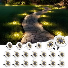 SOLPEX 20 Pack Solar Ground Lights Waterproof, Solar Powered Garden Lights, Landscape Lighting for Pathway Driveway Patio Backyard Walkway (Warm White)