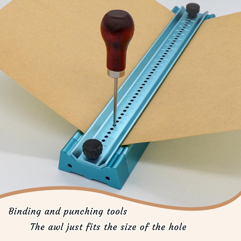 Bookbinding Hole Punching Kit, Complete Set with Awl, Cradle, Aluminum
