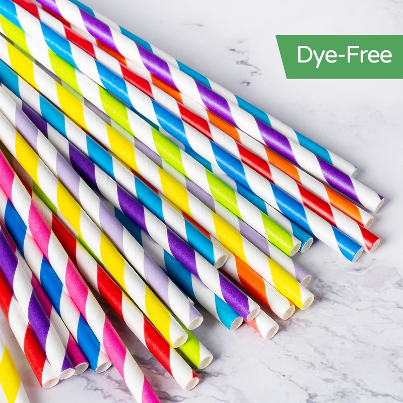PakTalk [100 Pack]Party Straws Disposable 7.75'' x0.24'' Biodegradable Sky Blue
