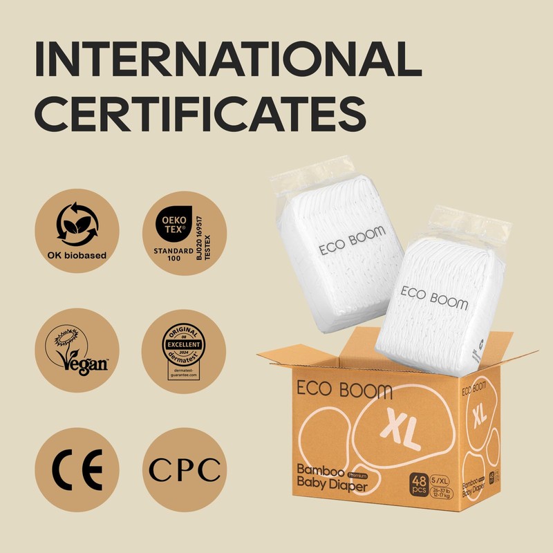 ECO BOOM Diapers, Viscose from Bamboo Diapers, Natural Soft Disposable