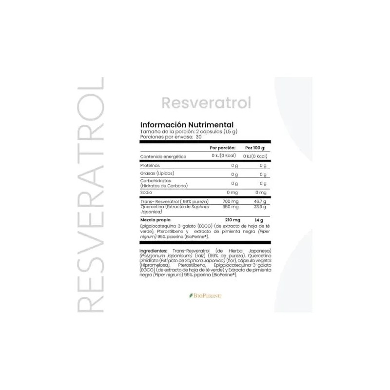 CellX Resveratrol con BioPerine 60 Cápsulas