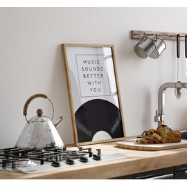 Lithobee - Music Sounds Better With You - Printed Wall Art Design in Sizes A2, A3 & A4 Framed in a Stylish Quality Coloured Frame or Unframed (A2 Unframed)