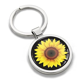 Biomar Labs® KK 178 Metal Keyring with Gift Box Car Key Gift for Women Men Sunflower Flower Metal Keyring Handbag Jewellery Keychain Stainless Steel, silver, M