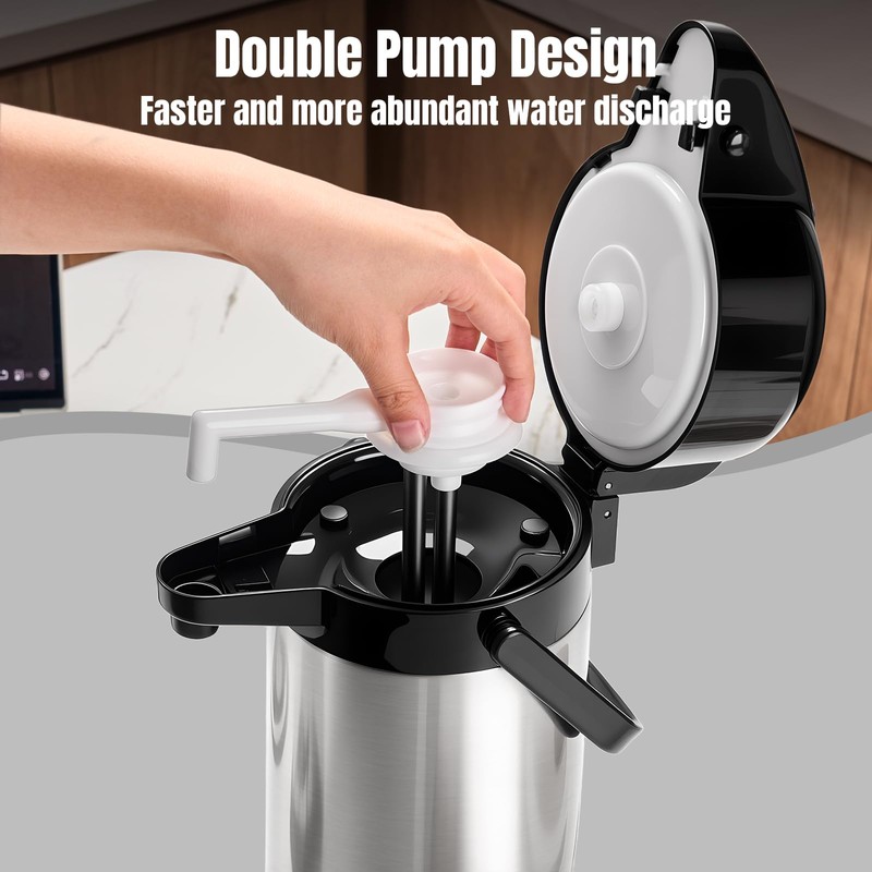 Ratrabas Upgraded Airpot Coffee Carafe with Double Pump - 84oz/2.5L