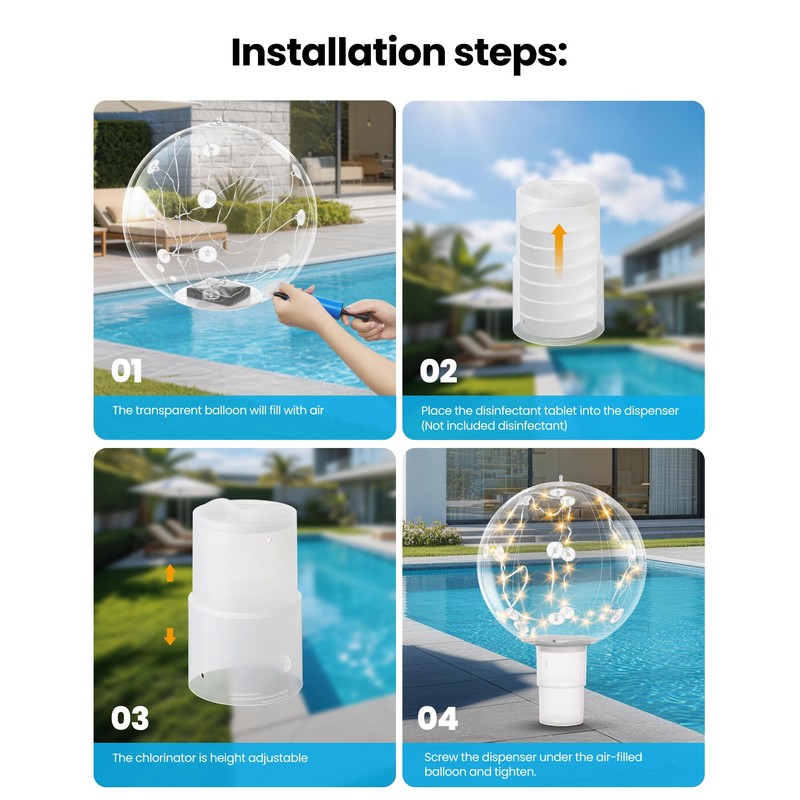 Powfloven 3 Pack Floating Pool Lights Solar Powered, 15" Inflatable