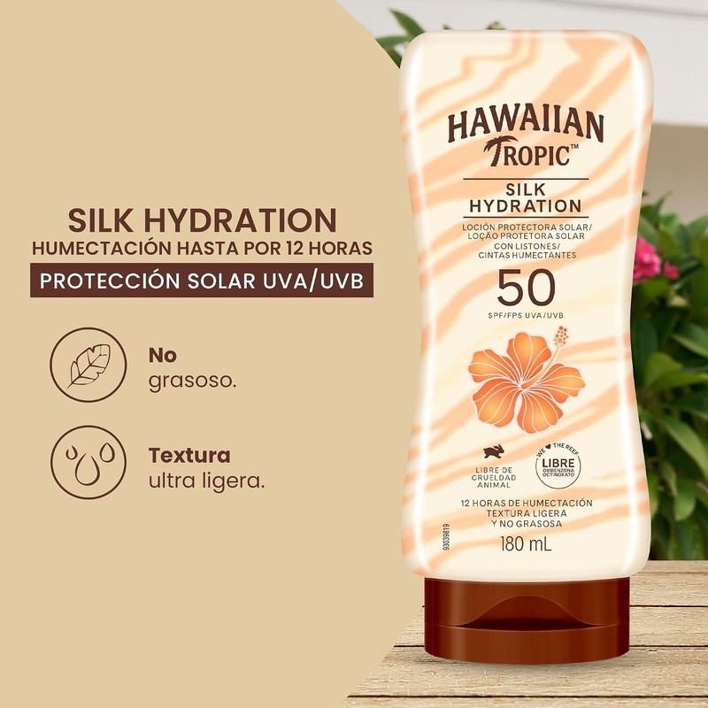 Hawaiian Tropic Silk Protector Solar 50 FPS Loción de 180ml