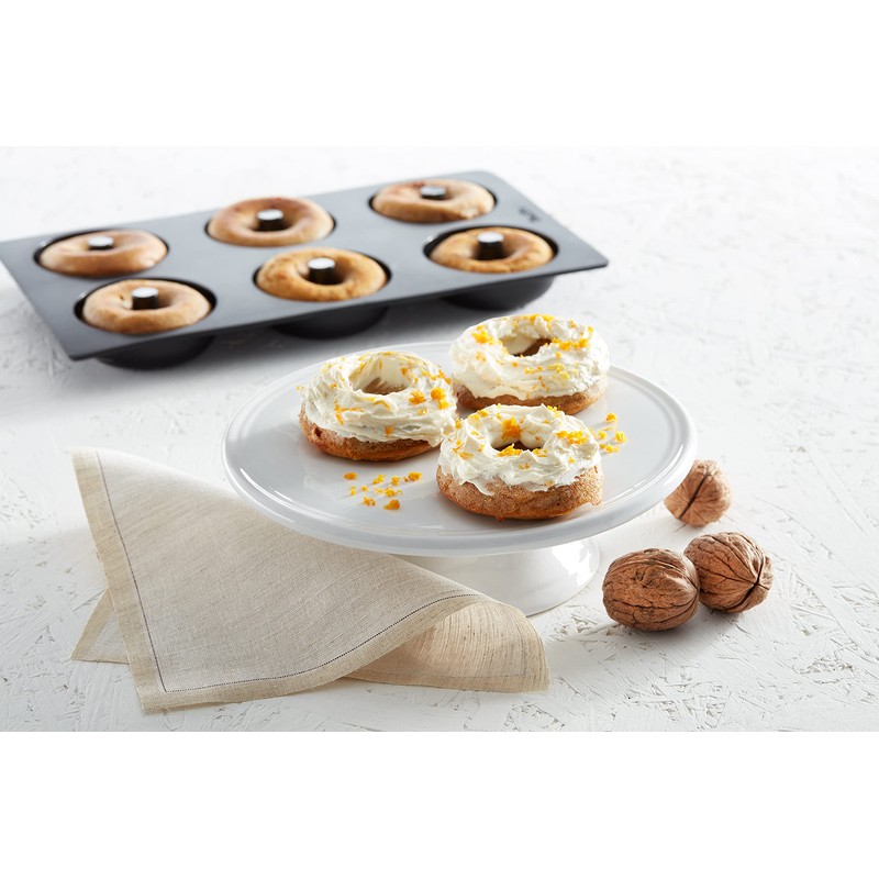 Lékué Doughnut 0620406N01 Backform, Silikon, 6 Mulden, Schwarz