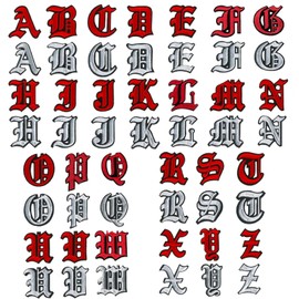 DANUDON 52 Pcs Gothic Letter Patches Iron on, Gothic Old English A-Z Embroidered Sew on Vintage Alphabet Felt Letters Patch Gothic Iron On Patches Fabric Patches for Clothing