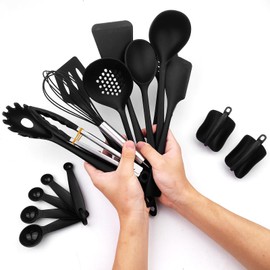 Maxentico Küchenutensilien(18Pcs), Kochlöffel Silikon Küchenhelfer Kochbesteck Kochlöffelset, Küchenset Küchen Helfer Utensil Cooking Set Kochset, Küchenzubehör Kochutensilien Kochgeschirr Utensils