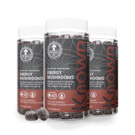 Known Known Tasty Energy Mushrooms Gummies - B Vitamins & Cordyceps - Energy & Fatigue - Natural Mixed Berry Flavour - 60 Vegan Gummies, 3 Month Supply