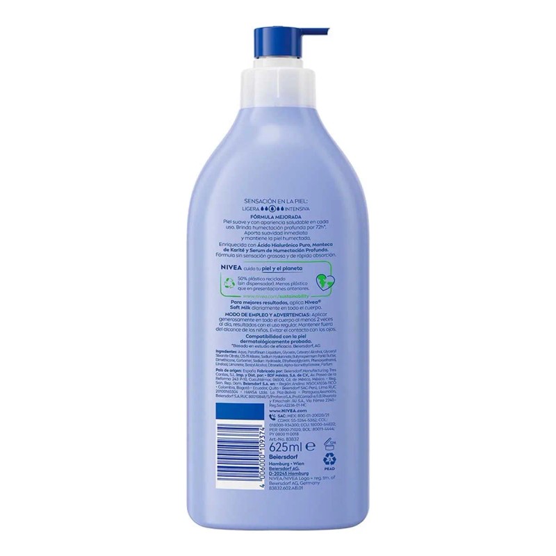 Nivea Body Soft Milk 625ml Neutra