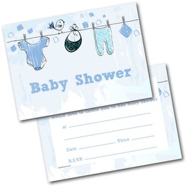 Doodlecards Baby Shower Invites Baby Clothes Blue Invitations Pack of 20 Postcards and Envelopes