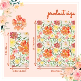 Summer Floral Paper Napkins - 100Pack, 2Ply