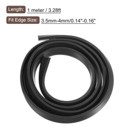 sourcing map U Channel Edge Trim, 3.3ft Length Rubber Guard Seal Strip Edge Protector Flat Type Fit for 3.5-4mm Edge, (9/32" W x 7/16" H) Black