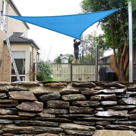 Eden's Decor Sun Shade Sails Triangle Outdoor Canopy for Garden, Patio, Pool, Backyard, Driveway (Blue, 20' x 20' x 26’)