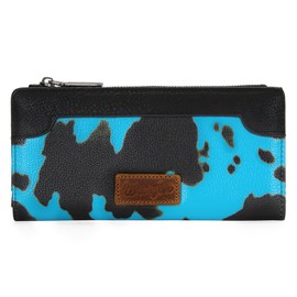 Wrangler Cow Print Wallet Women Bifold Credit Card Wallet Women's Wallets, Card Cases & Money Organizers Wallets for Women Ladies Female Cash Wallett with Smooth Zipper