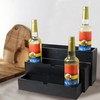GOVOKOI Black Wood Coffee Syrup Rack Organizer, 3-Tier Separated Bottle