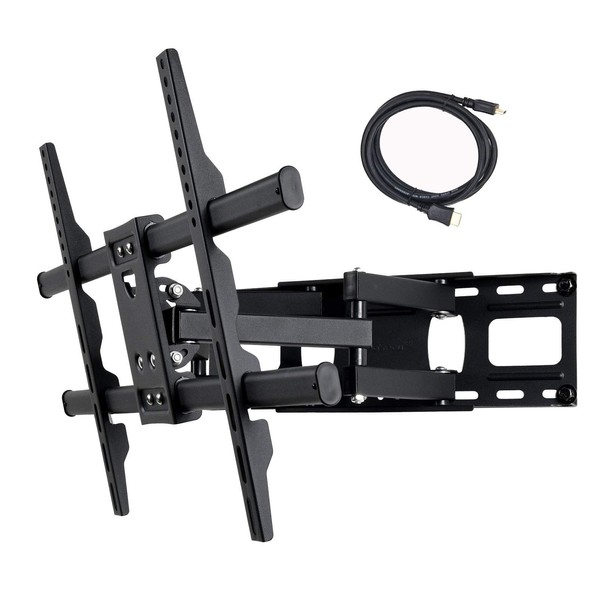VideoSecu MW380B5 Full Motion Articulating TV Wall Mount Bracket for Most 37"-70" LED LCD Plasma HDTV Up to 125 lbs with VESA 684x400 600x400 400x400 150x100mm, Dual Arm Pulls Out Up to 14" AW9