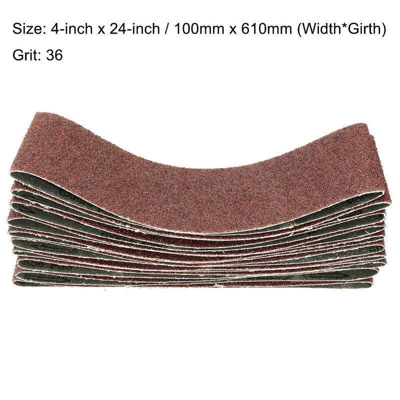 uxcell 4-Inch x 24-Inch Aluminum Oxide Sanding Belt 36 Grits