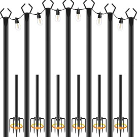 7 Pack String Light Poles,Metal Poles for Hanging Outdoor Light Strings,7 Pack 10 FT Light Poles Stand for Outside Garden,Patio,Wedding,Backyard,Deck,Party