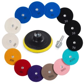 S SATC Diamond Polishing Pads, 14PCS Granite Polishing Kits, 30-6000/ Girt Marble Polishing Kits, Stone Polishing Kit for Concrete Marble Stone Countertop Quartz