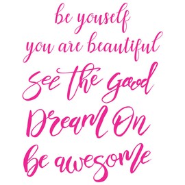 24"x17" Collage Words Set of 5 Be Yourself You are Beautiful See The Good Dream On Be Awesome Wall Decal Sticker Color Choices Positive Thoughts Wall Decal Sticker Art Mural Home Décor Quote