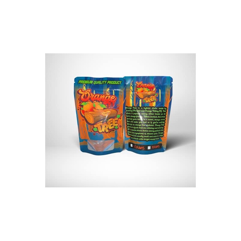 Orange tree mylar bags 3.5g smell proof packaging x25