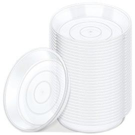 GREANER 30 Packs Clear Plant Saucers, 5 Inch Plastic Trays for Plants, Heavy Duty Drip Trays for Potted Plants, No Holes Pot Trays for Indoor Outdoor Plants
