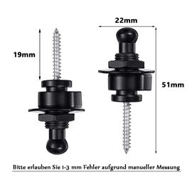 Mesee Pack of 4 Guitar Strap Locks, Guitar Strap Buttons, Safety Straps Buttons, Guitar Strap Holding System for Electric Acoustic Guitar, Bass Strap Locks, Black