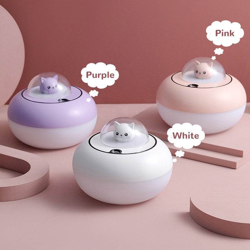 Mini Humidifier Cute Cat Sculpture Portable Quiet Desktop Air Humidifier