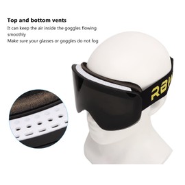 OTG Ski Goggles, Anti Fog UV Over Glasses Snowboard Goggles with Magnetic Lens for Adult,Youth (Black Lens)