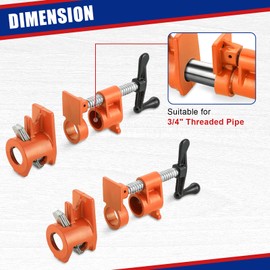 NYXOVA Wood Gluing Pipe Clamp Set, 4 Pack Wood Clamps Heavy Duty Cast Iron Parallel Clamps Quick Release Pipe Clamps for Woodworking (6, 3/4")