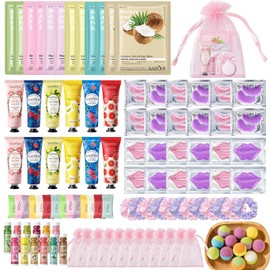 108 PCS Spa Party Supplies for Women, Spa Party Favors Include Facial Masks, Lip Mask, Lip Balm, Under Eye Patches, Foot Bath Bombs & Hand Cream, Bulk Birthday Sleepover Party Supplies for Women