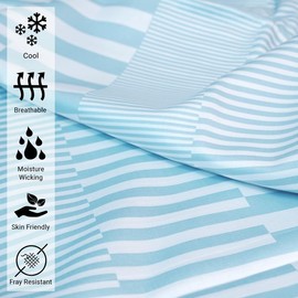 Pizuna Pure 100% Cotton Pillow Cases King Size Set of 2 Blue Cascade Stripe, Luxurious 400 Thread Count Long Staple Cotton Sateen with Stylish 4" Hem (Combed Cotton Pillow Cases King)