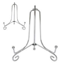 Cionyce 2 Pack Plate Stands for Display 4 Inch， Small Plate Holder Stand for Picture Frame, Decorative Plates, Book, Photo, Collectibles(Silver)