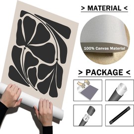 Abstract Black Flower Canvas Art Black White Flower Picture Aesthetic Artwork Beige and Black Pictures Black and Beige Abstract Wall Art Abstract Boho Prints Modern Minimalist Artwork 16x24in No Frame