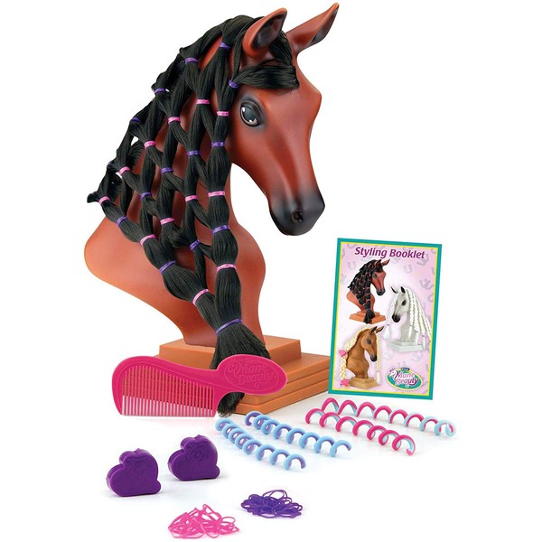 Breyer Horses Mane Beauty Horse Styling Head | Blaze | Brown Extra-Long Silky No Tangle Mane | 10" x 4.25" x 4.25" | Styling Book, Brush, Hair Coils, Hair Clips, Elastics | Horse Toy | Model #7403