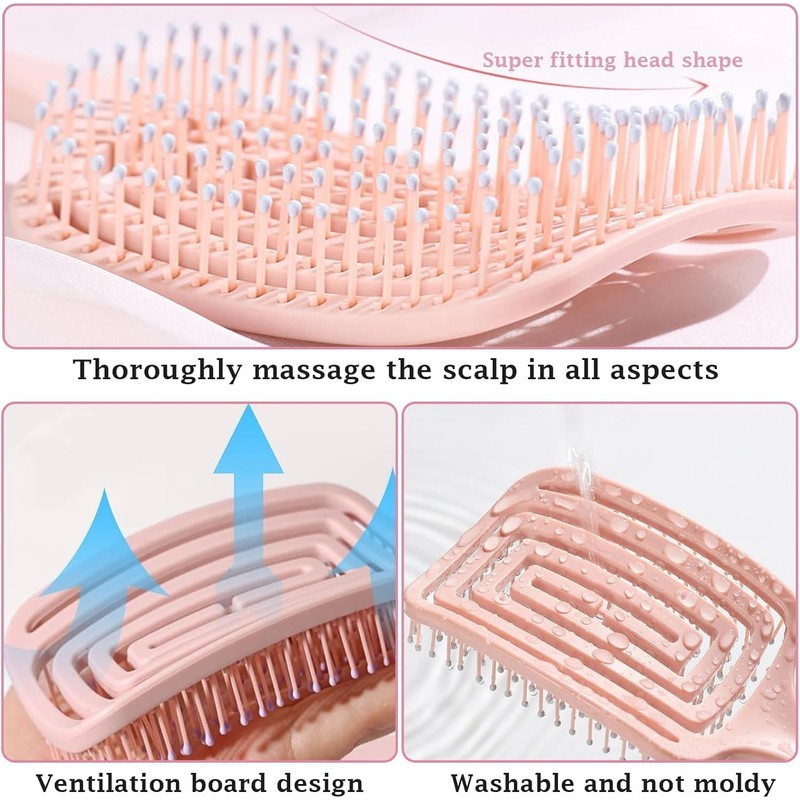 2 Curved Breathable Hair Brushes, Easy Brush Brush, Quick Blow