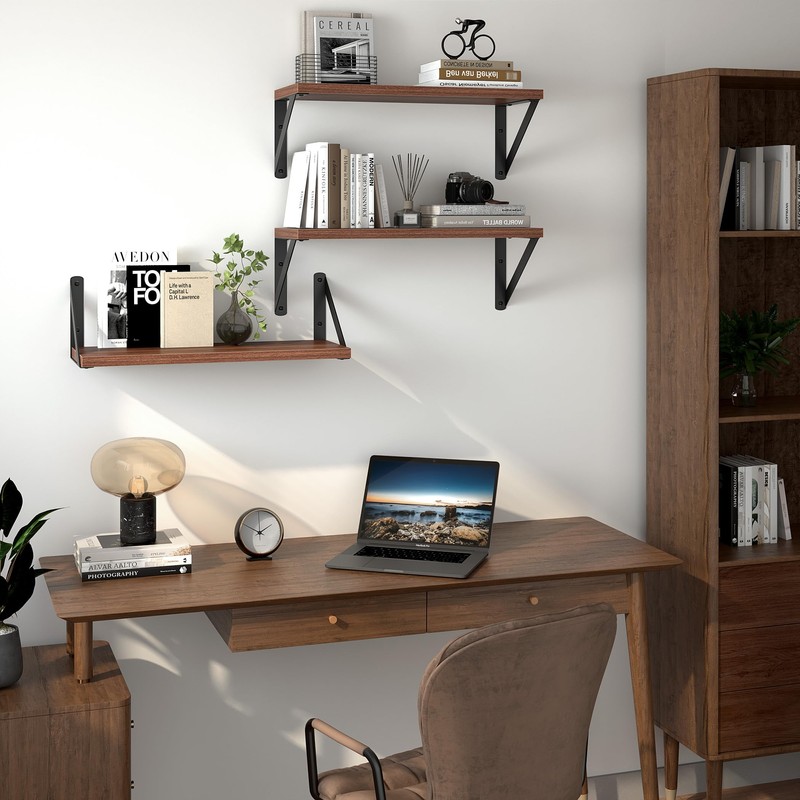 Heimlove Floating Shelves for Wall, 16 Inch Long Wood Floating
