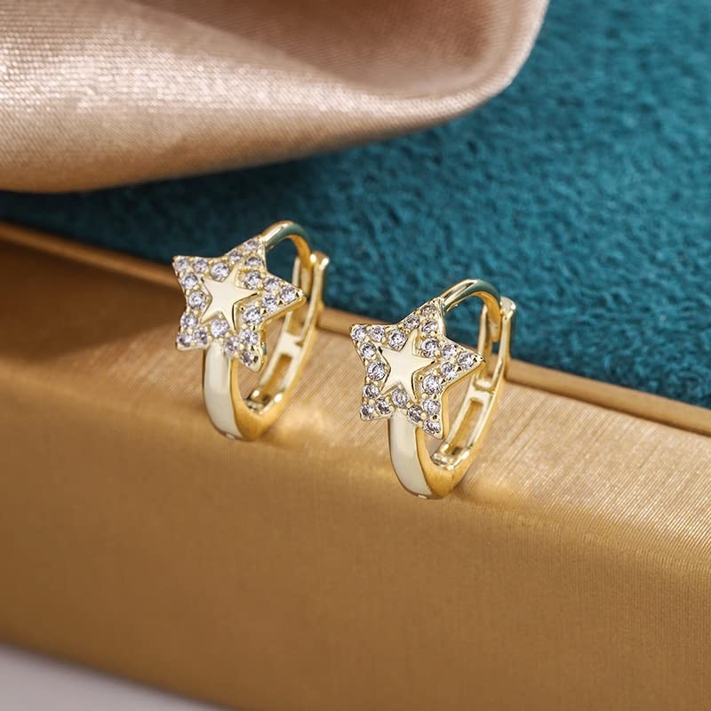 Women's Cute Small Top Grade Zirconia Hoop Earrings with Pearl,