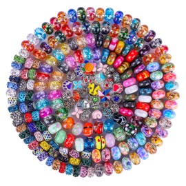 Victlov European Large Hole Beads Spacer Beads Charm Fairy Wands Beads Rhinestone Craft Beads for DIY Bracelet Jewelry Making (7 Style 150 Pieces)